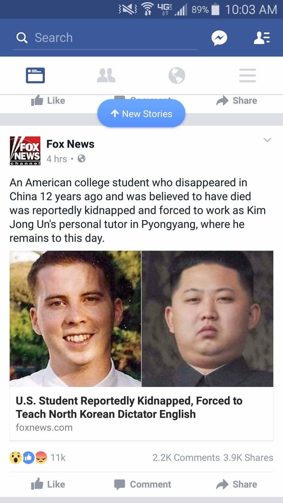 What the !. What is he teaching you today, Glorious Leader?. N "tit we n 10: 03 AM New Stories Fox Fox News An American college student who disappeared in China