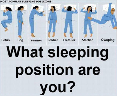 What Sleeping Position Are You?. LOLZ!. What / filii- position are. umm its not on there but i sleep the croutching tigar hidden putang