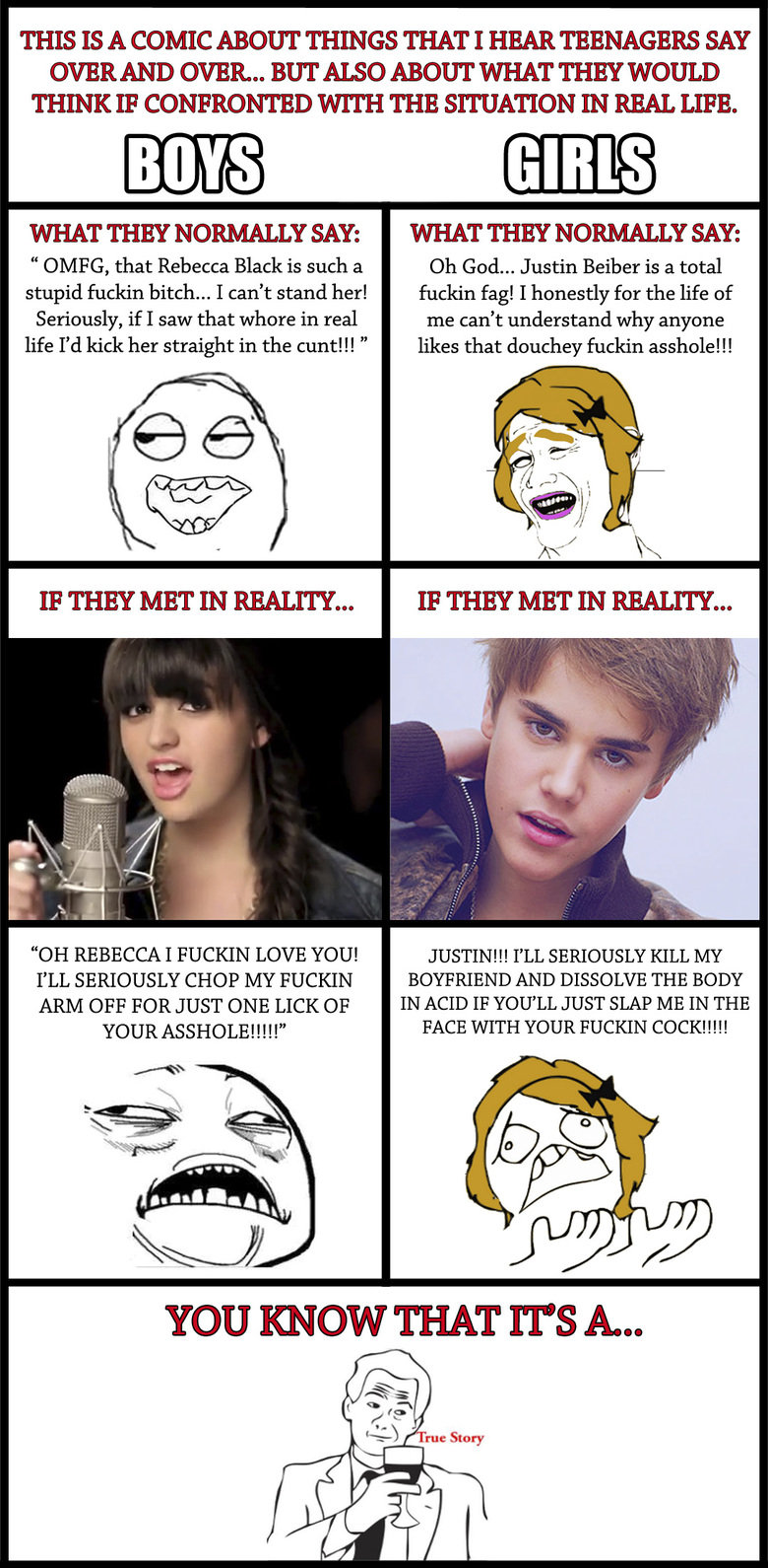 What teens really think. I'll tell you what, I'd eat rebecca black's pussy like a starving man would eat a filet mignon.. THIS IS A COMIC ABOUT THINGS THAT I HE