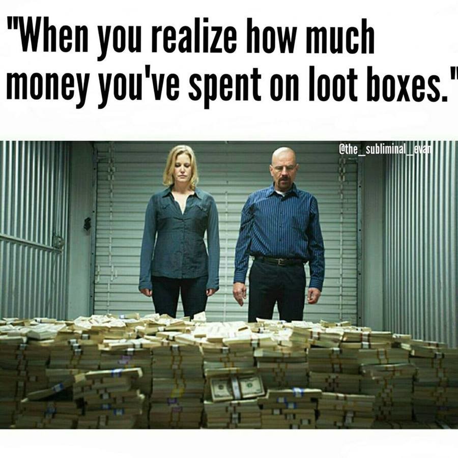 When you Realize how much you have spent on Loot Boxes. . When you realize how much money you' spent 'Jli. loot boxes.‘ iit. somewhere between 0€ and 0$