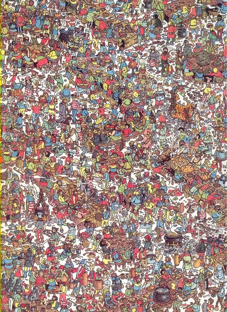 When you see it. 500 thumbs and ill tell you&lt;br /&gt; EDIT: Its not waldo.. its the game on under a boiling pot farthest to the rigght