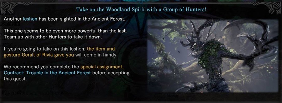Witcher 3 Event: Ancient Leshen Event is Here!. Alright, more info on the Witcher 3 collab! Today (well, yesterday night), the special event quest, Contract: Wo