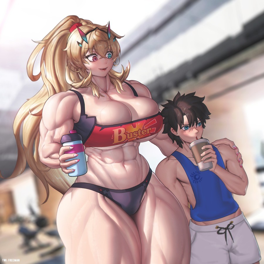 Workout with Barghest. &quot;Master, your muscles are quite strong, you have to train with me every day from now on!&quot; .. Nightguy Volodia Zonryu Somedenseboi Praisethedude spritecheifoneome venomousvalentine