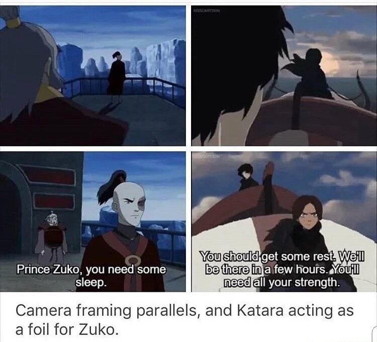Zuko and Katara similarities. .. Avatar is, unironically, a masterpiece. The worst thing about it is executive meddling ruining the ending and the set up for Aang to understand that sometimes y