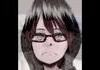haha funny anime girl with glasses