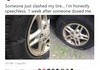 Her tire popped