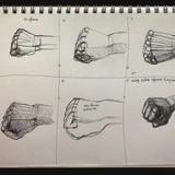 practicing drawing a fist